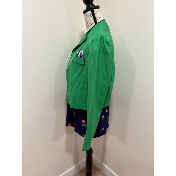 Vintage Green Blazer w/ Blue Cherry Top Size Medium - Picture 3 of 12